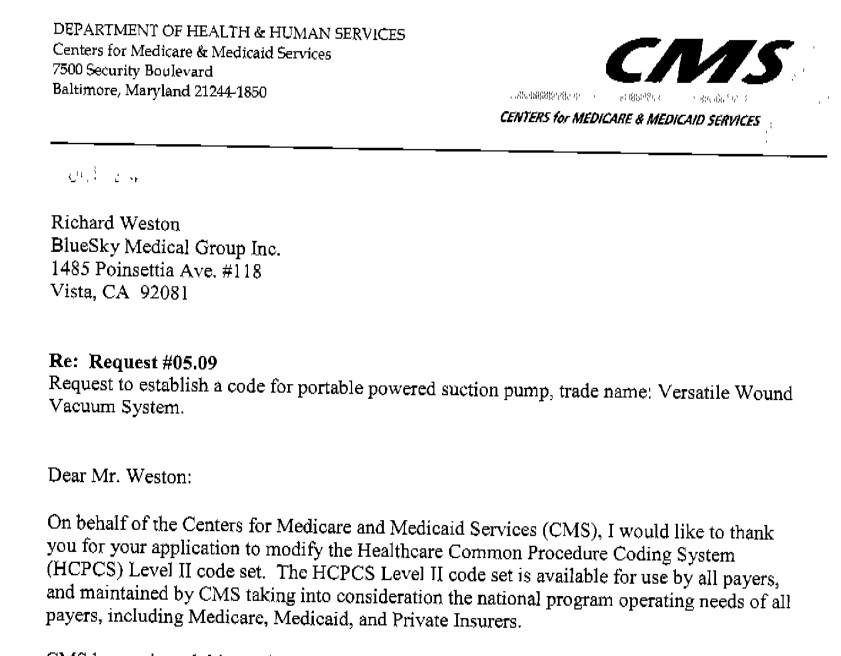 CMS Assigns Medicare Codes NPWT