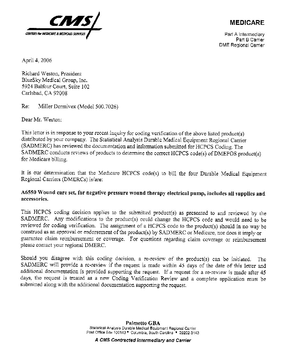 Dermivex Coding Letter